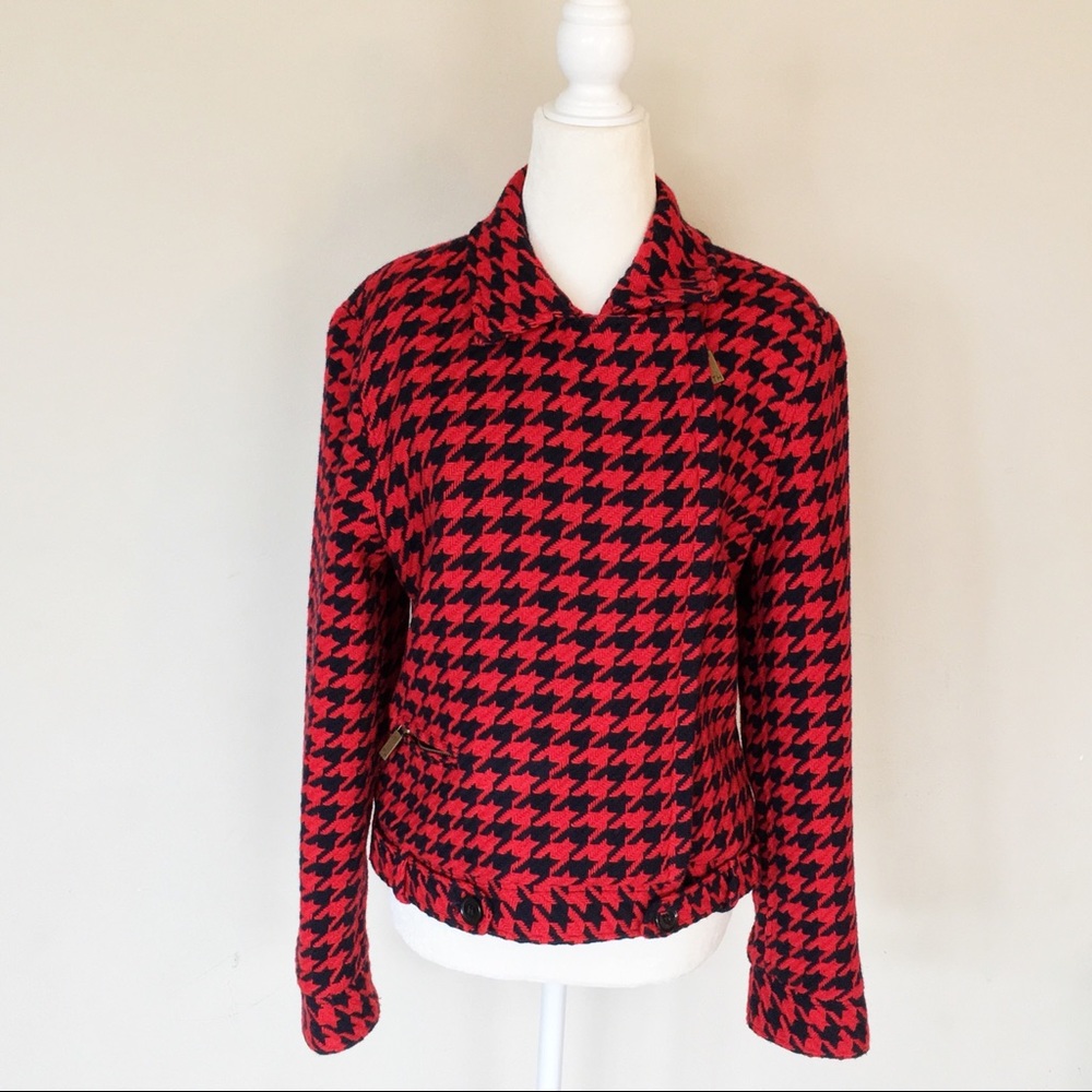 Tommy Hilfiger Houndstooth Moto Wool
